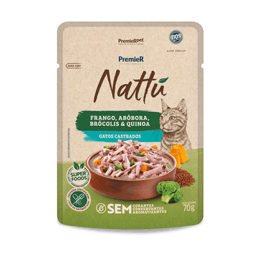 PREMIER NATTU UMIDOS GATOS CAST FRAN/ABOBORA 20X70GRS
