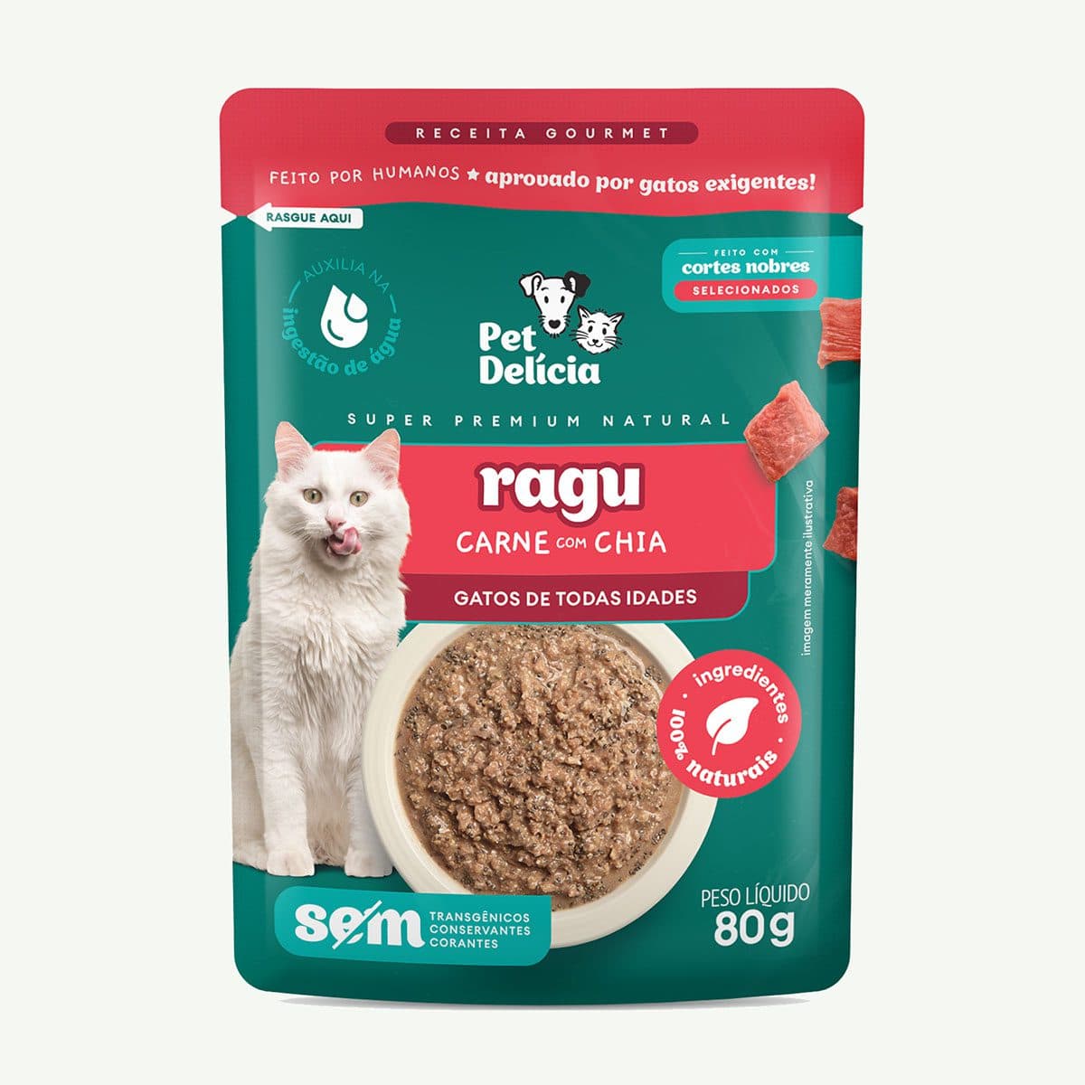 SACHE RAGU GATOS CARNE 80G