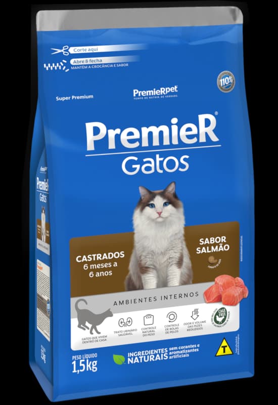PREMIER GATO CASTR. 6 MESES A 6 ANOS SALMAO 1.5KG