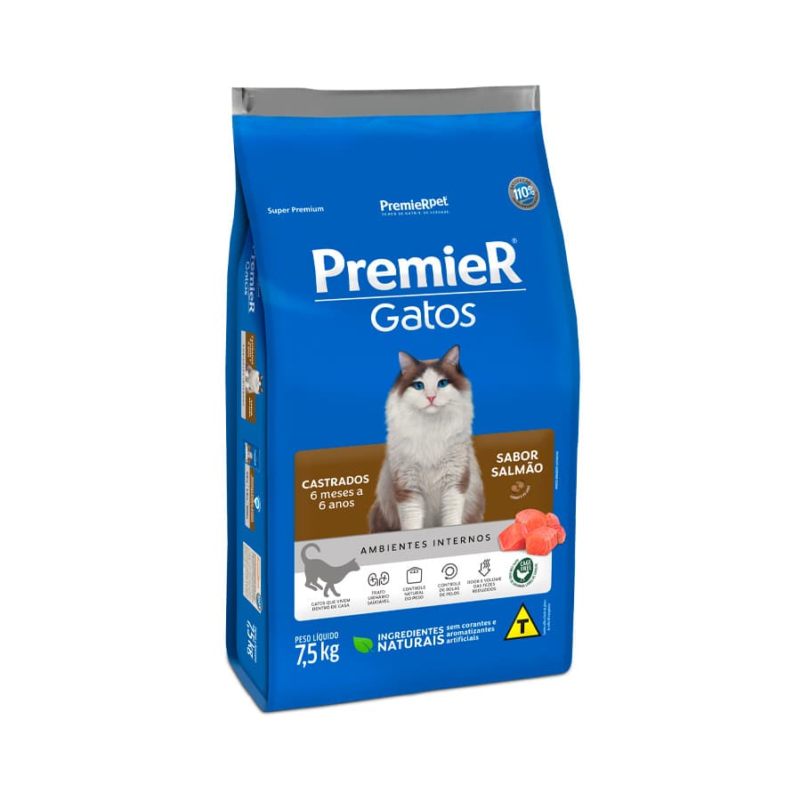 PREMIER GATO CASTR. 6 MESES A 6 ANOS SALMAO 7.5KG