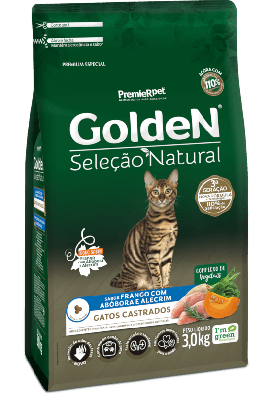 GOLDEN SEL.NAT. GATO CAST ABOBORA 3KG