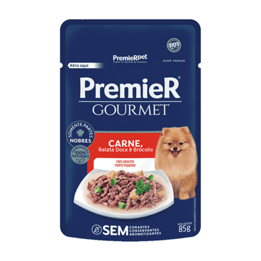 PREMIER GOURMET CAO AD. PEQ PORTE CARNE 20X85GRS