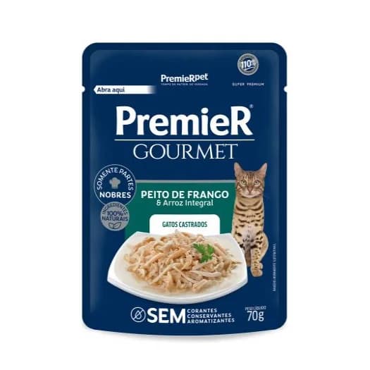 PREMIER GOURMET GATO AD.CASTR.FRANGO 20X70GRS