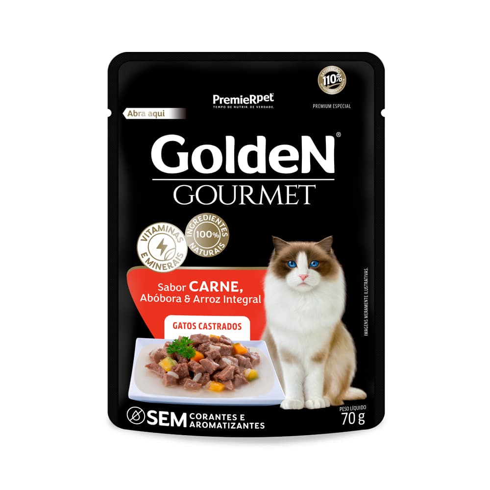GOLDEN GOURMET GATO AD. CASTR.CARNE 20X70GRS